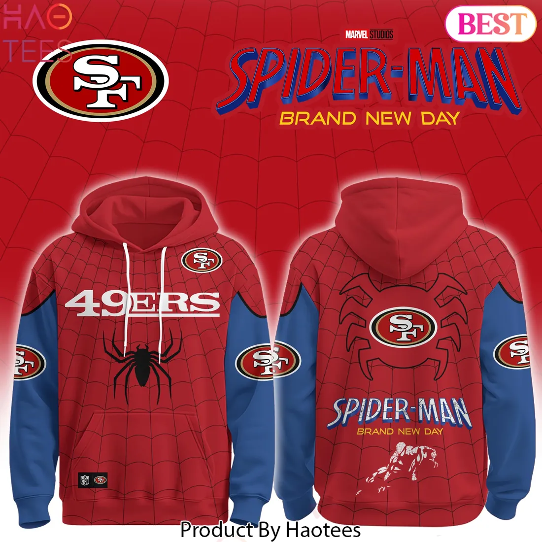 San Francisco 49ers Spider-Man Brand New Day Graphic Hoodie San Francisco 49ers Spider-Man Brand New Day Graphic Hoodie