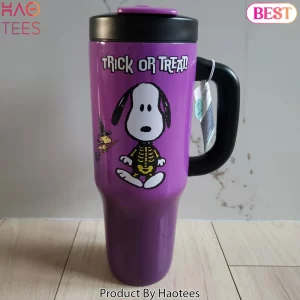Snoopy Trick Or Treat Halloween Skeleton 40oz Travel Tumbler