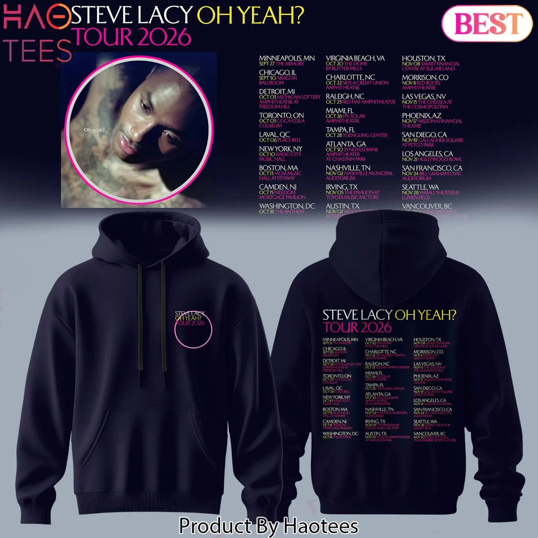 Steve Lacy Oh Yeah Tour 2026 Concert Graphic Hoodie Steve Lacy Oh Yeah Tour 2026 Concert Graphic Hoodie