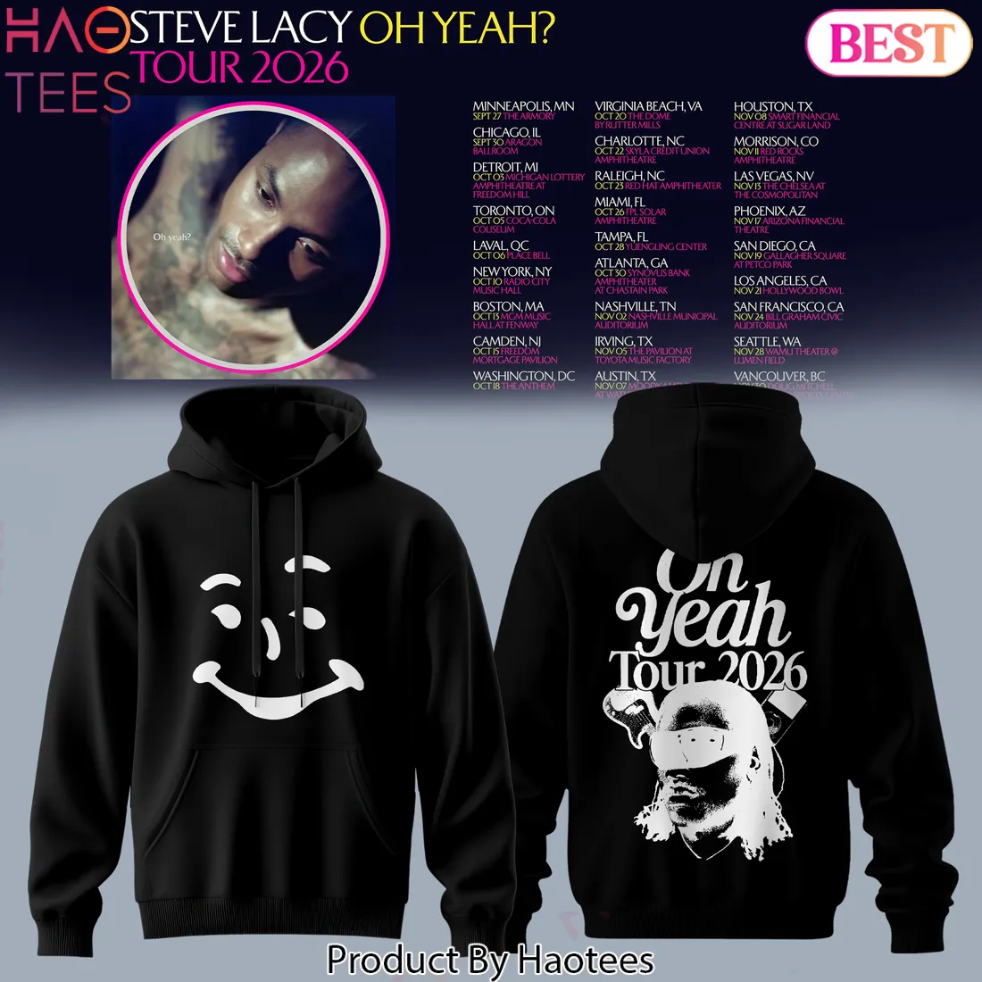 Steve Lacy Oh Yeah Tour 2026 Graphic Concert Hoodie Steve Lacy Oh Yeah Tour 2026 Graphic Concert Hoodie