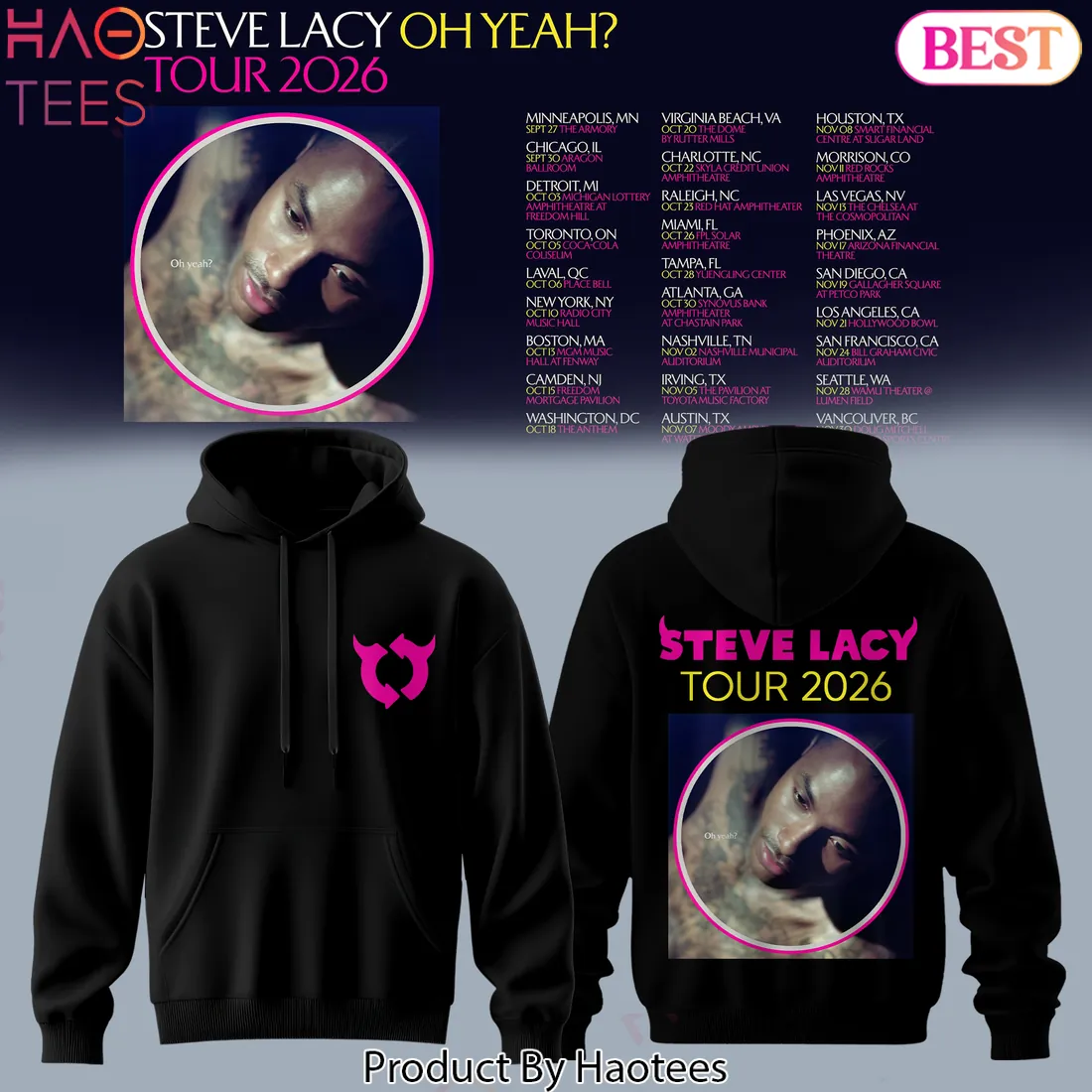 Steve Lacy Oh Yeah Tour 2026 Official Concert Hoodie Steve Lacy Oh Yeah Tour 2026 Official Concert Hoodie