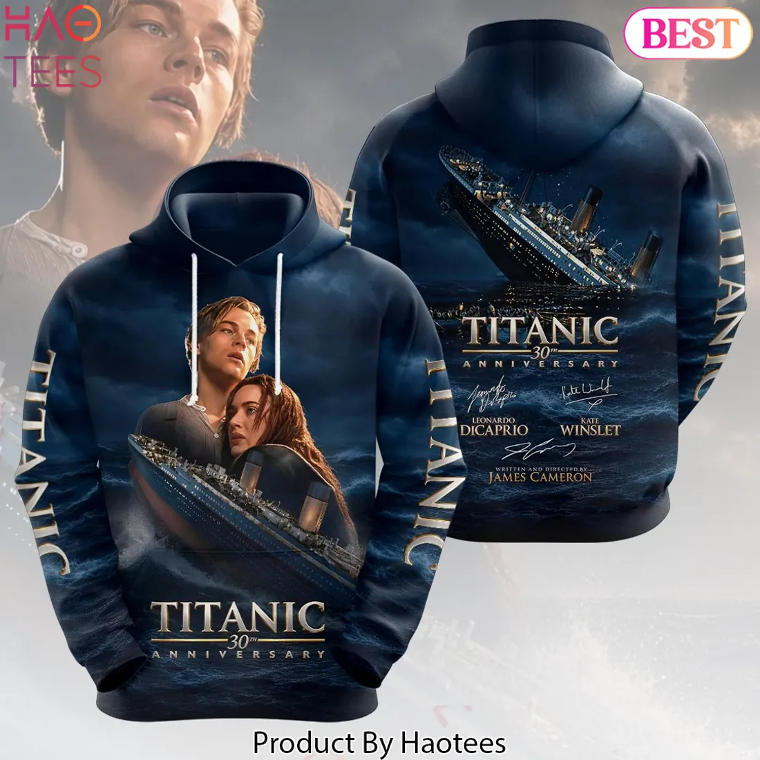 Titanic 30th Anniversary Jack and Rose 3D Graphic Pullover Hoodie Titanic 30th Anniversary Jack and Rose 3D Graphic Pullover Hoodie