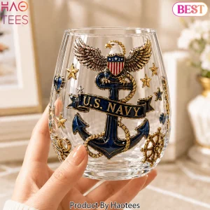 US Navy Eagle And Anchor Emblem Premium Whiskey Glass