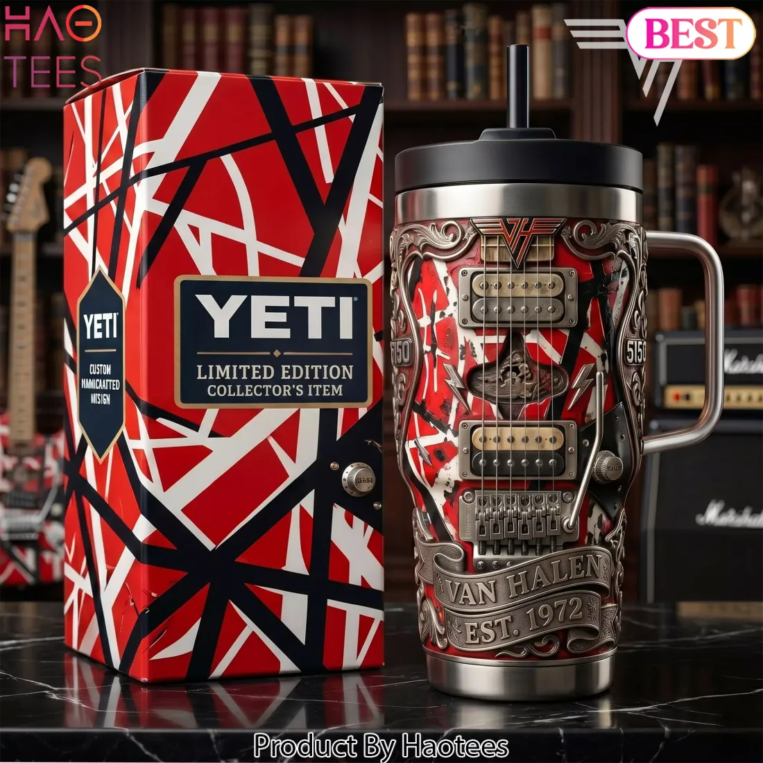Van Halen 5150 Limited Edition Guitar Design Stainless Steel Tumbler Van Halen 5150 Limited Edition Guitar Design Stainless Steel Tumbler