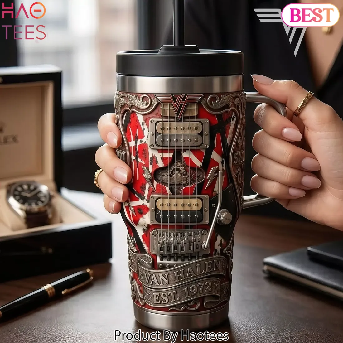 Van Halen 5150 Limited Edition Guitar Design Stainless Steel Tumbler Van Halen 5150 Limited Edition Guitar Design Stainless Steel Tumbler