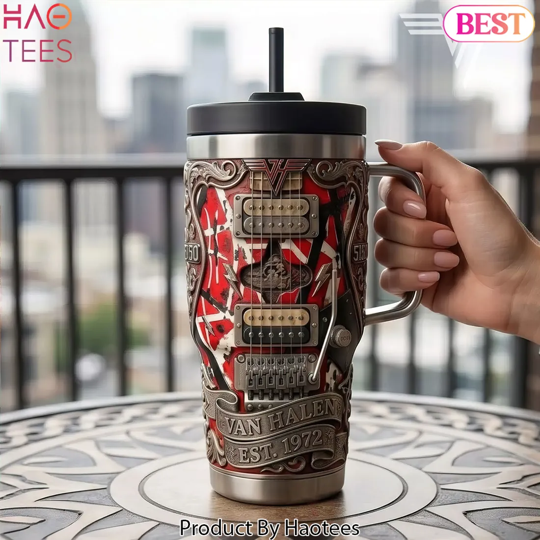 Van Halen 5150 Limited Edition Guitar Design Stainless Steel Tumbler Van Halen 5150 Limited Edition Guitar Design Stainless Steel Tumbler