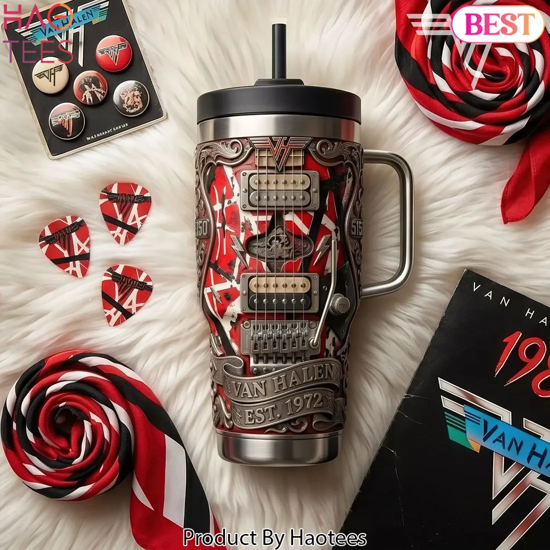 Van Halen 5150 Limited Edition Guitar Design Stainless Steel Tumbler Van Halen 5150 Limited Edition Guitar Design Stainless Steel Tumbler