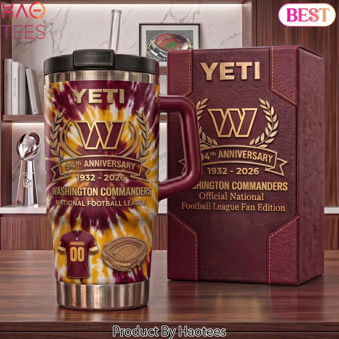 Washington Commanders 94th Anniversary Tie Dye Yeti Tumbler Washington Commanders 94th Anniversary Tie Dye Yeti Tumbler
