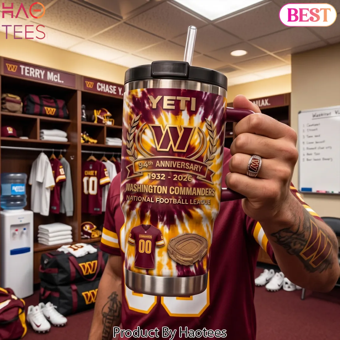 Washington Commanders 94th Anniversary Tie Dye Yeti Tumbler Washington Commanders 94th Anniversary Tie Dye Yeti Tumbler