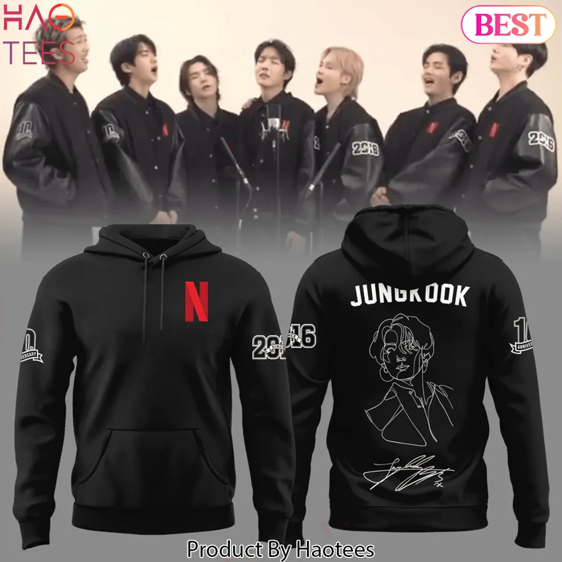 BTS Jungkook 2026 Signature Black Hoodie BTS Jungkook 2026 Signature Black Hoodie