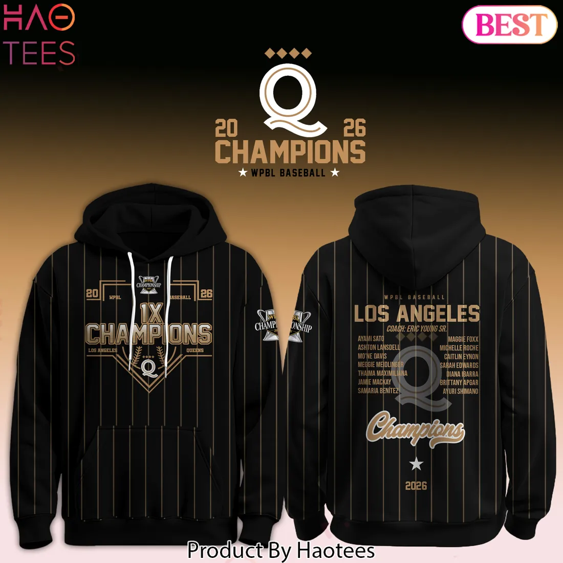 Los Angeles Queens Champions Hoodie Black 2026 Los Angeles Queens Champions Hoodie Black 2026