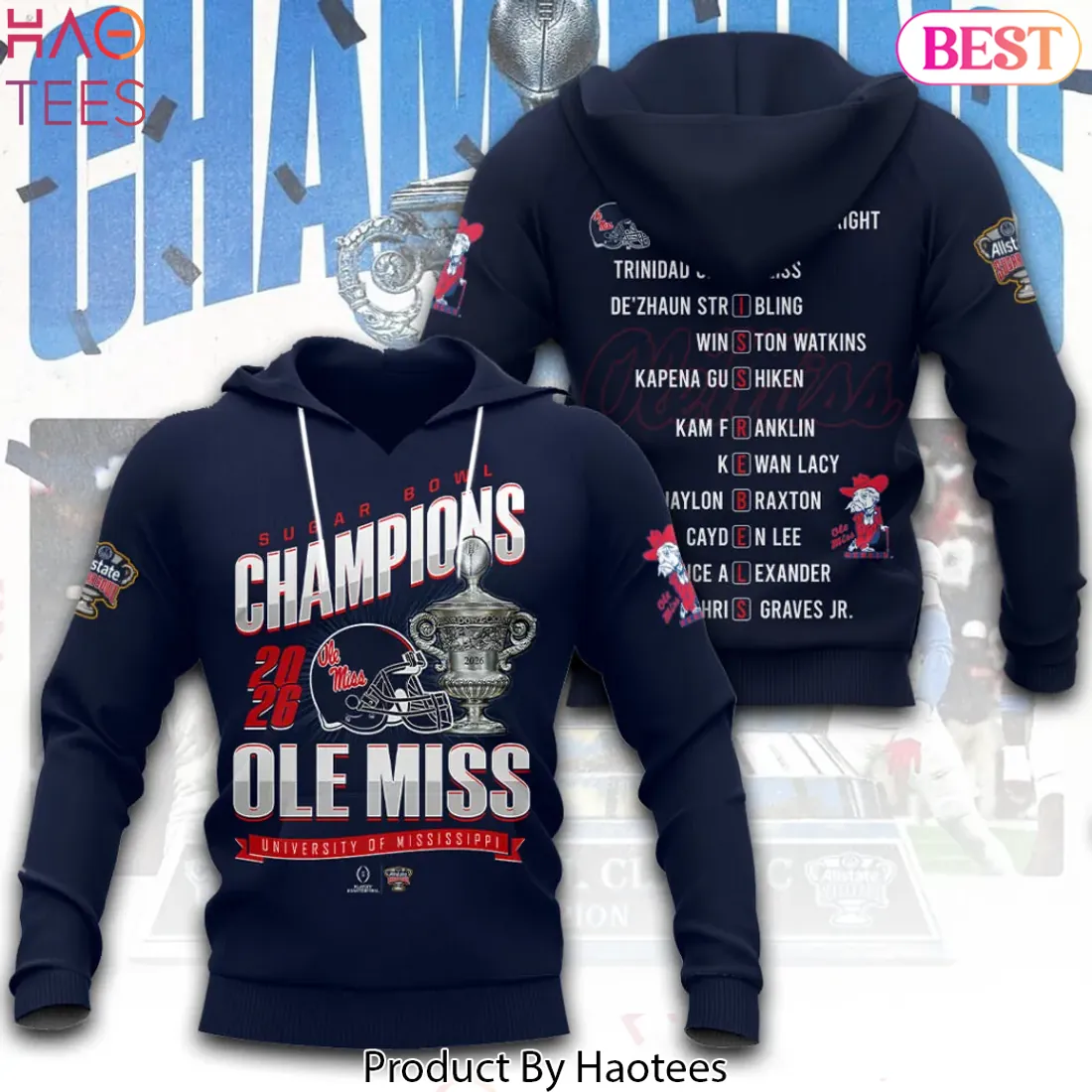 Ole Miss Rebels 2026 Sugar Bowl Champions Commemorative Pullover Hoodie Ole Miss Rebels 2026 Sugar Bowl Champions Commemorative Pullover Hoodie