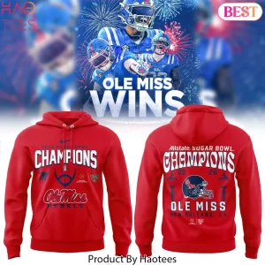 Ole Miss Rebels 2026 Sugar Bowl Champions Commemorative Red Hoodie Ole Miss Rebels 2026 Sugar Bowl Champions Commemorative Red Hoodie