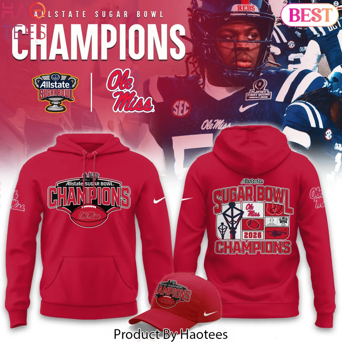 Ole Miss Rebels 2026 Sugar Bowl Champions Hoodie Ole Miss Rebels 2026 Sugar Bowl Champions Hoodie