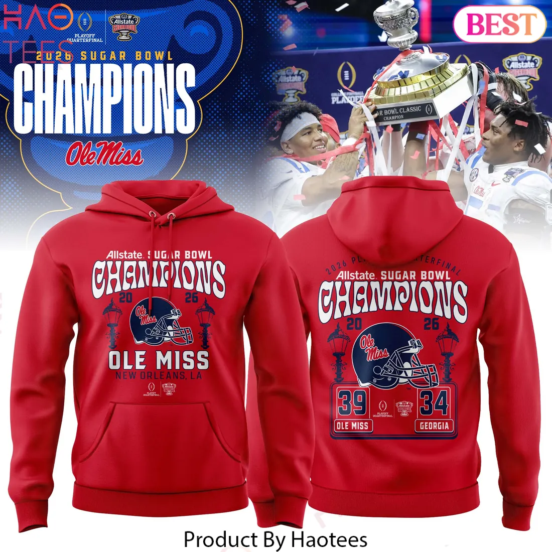 Ole Miss Rebels Sugar Bowl Champions 2026 Hoodie Ole Miss Rebels Sugar Bowl Champions 2026 Hoodie