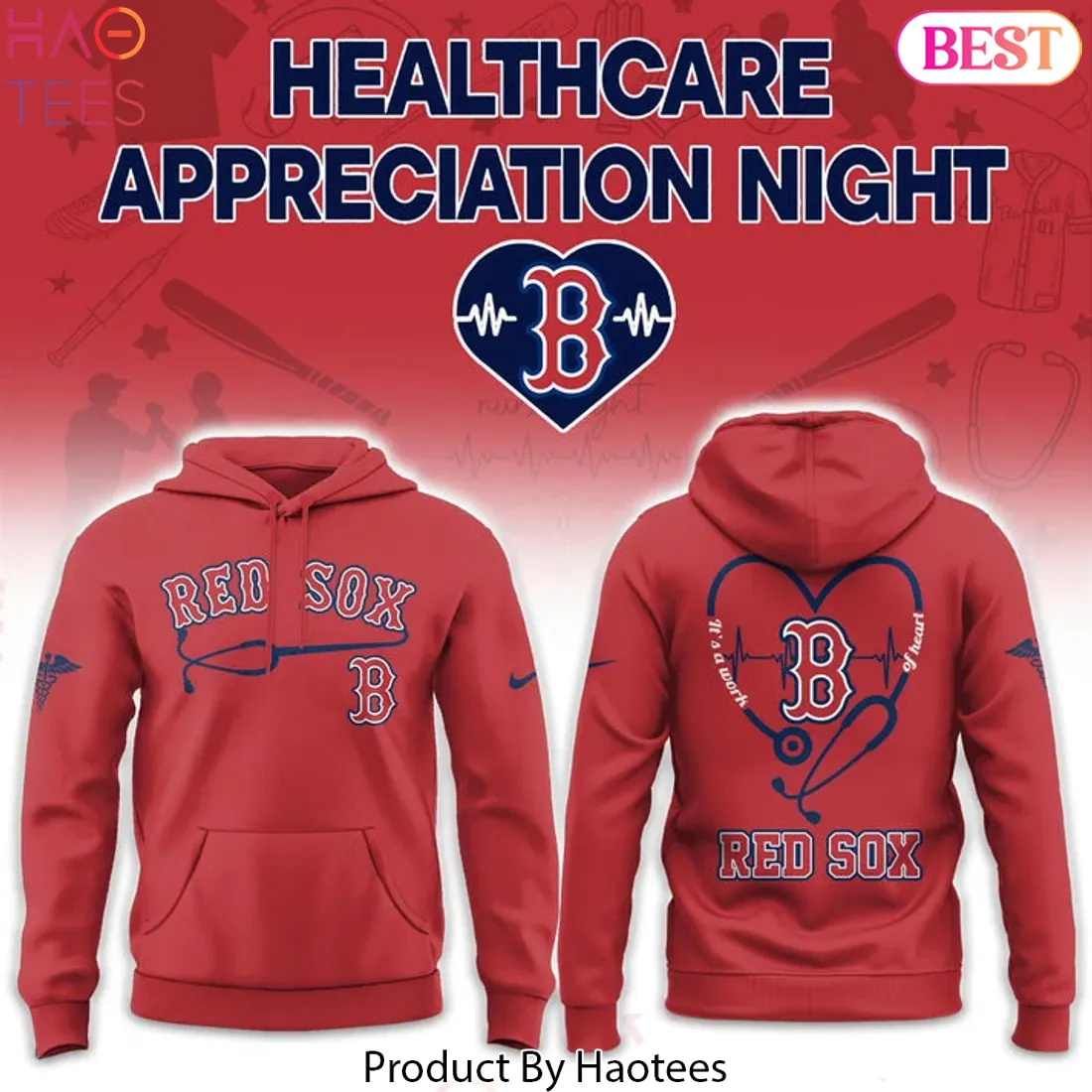 Boston Red Sox Healthcare Appreciation Night Red Pullover Hoodie Boston Red Sox Healthcare Appreciation Night Red Pullover Hoodie