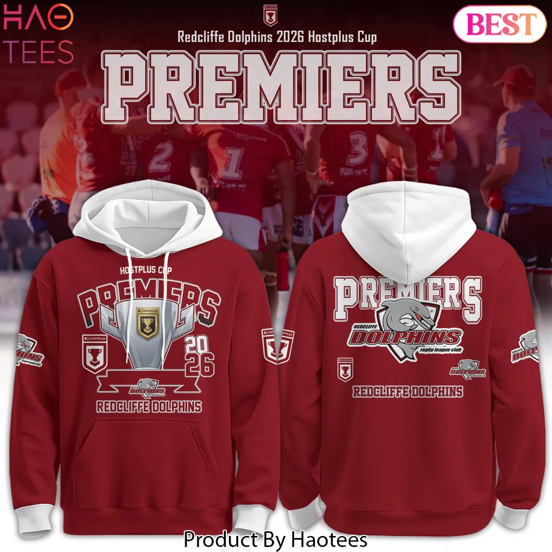 Redcliffe Dolphins 2026 Hostplus Cup Hoodie Redcliffe Dolphins 2026 Hostplus Cup Hoodie