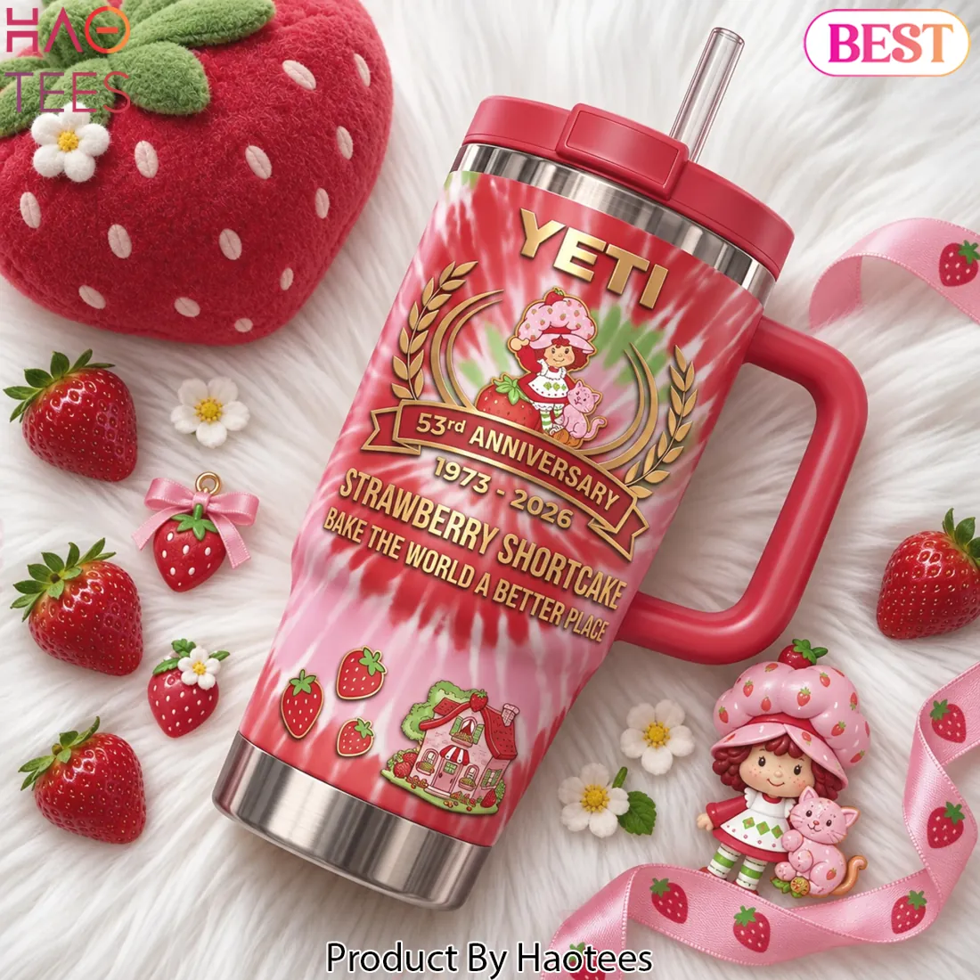 Strawberry Shortcake 53rd Anniversary Limited Edition Tie Dye Handle Tumbler Strawberry Shortcake 53rd Anniversary Limited Edition Tie Dye Handle Tumbler