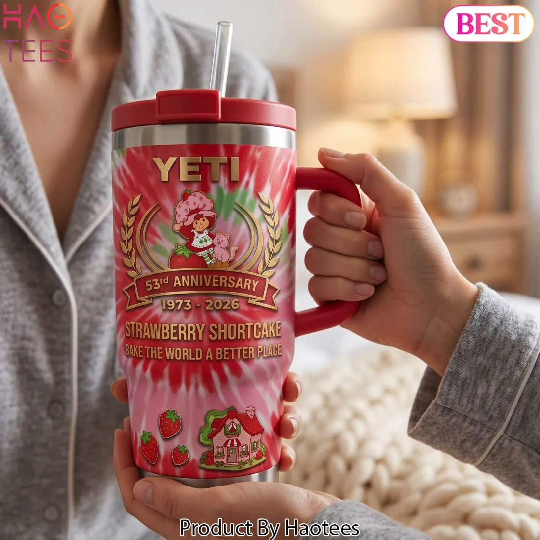 Strawberry Shortcake 53rd Anniversary Limited Edition Tie Dye Handle Tumbler Strawberry Shortcake 53rd Anniversary Limited Edition Tie Dye Handle Tumbler