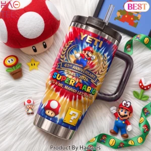 Super Mario 41st Anniversary 1985-2026 Collector’s Edition Tie Dye Handle Tumbler