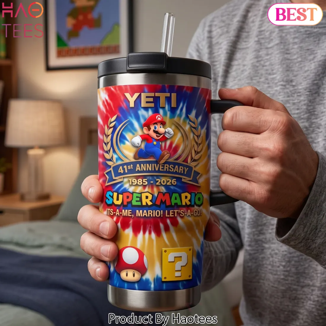 Super Mario 41st Anniversary 1985-2026 Collector’s Edition Tie Dye Handle Tumbler Super Mario 41st Anniversary 1985-2026 Collector’s Edition Tie Dye Handle Tumbler
