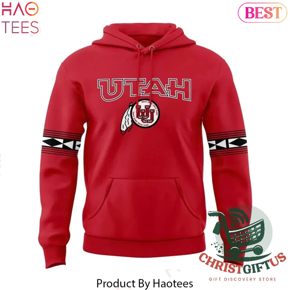 Utah Utes Football Tribal Pattern Red Game Day Pullover Hoodie Utah Utes Football Tribal Pattern Red Game Day Pullover Hoodie