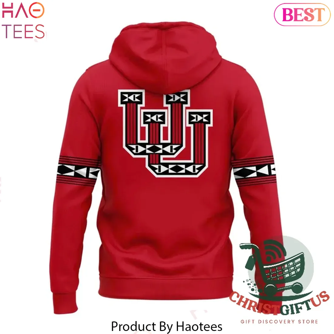 Utah Utes Football Tribal Pattern Red Game Day Pullover Hoodie Utah Utes Football Tribal Pattern Red Game Day Pullover Hoodie