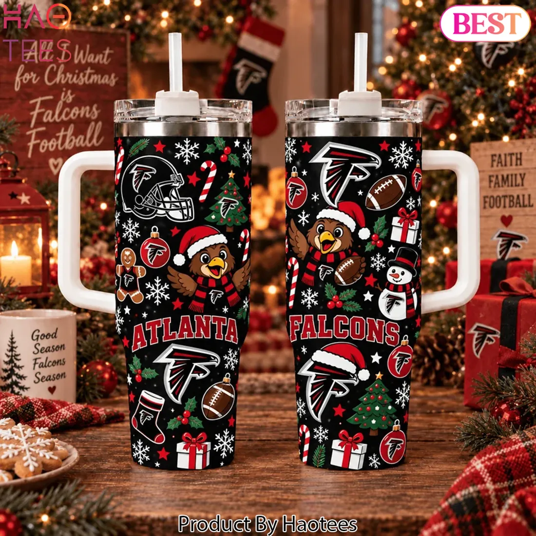 Atlanta Falcons Christmas Festive Holiday 40oz Travel Tumbler Atlanta Falcons Christmas Festive Holiday 40oz Travel Tumbler