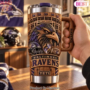 Baltimore Ravens M&T Bank Stadium 3D Wood Carved 40oz Tumbler