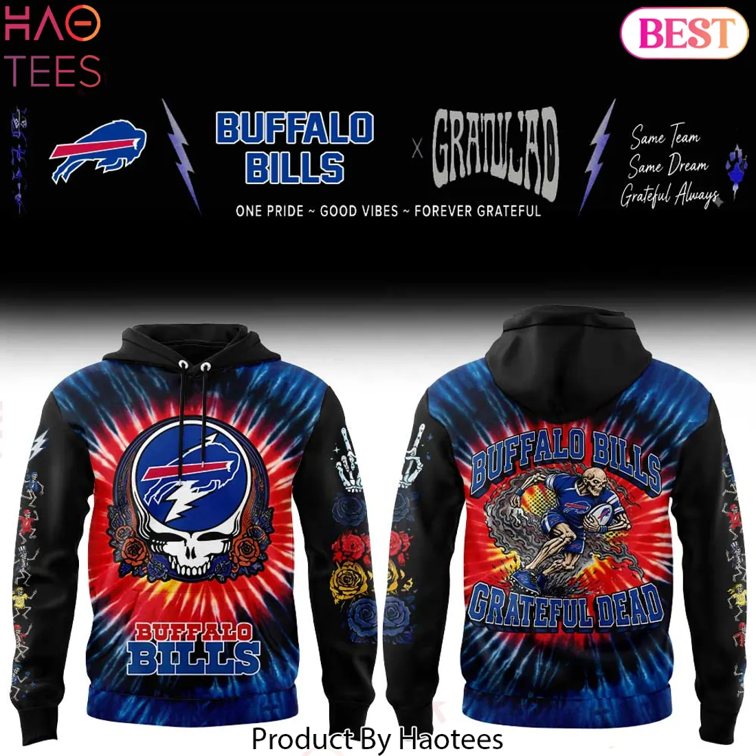 Buffalo Bills Grateful Dead Steal Your Face Tie Dye Hoodie Buffalo Bills Grateful Dead Steal Your Face Tie Dye Hoodie