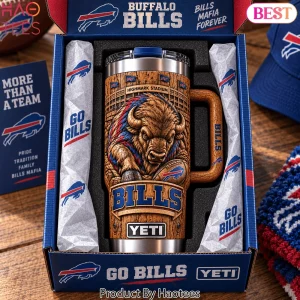 Buffalo Bills Highmark Stadium 3D Wood Carving Style Stainless Steel Tumbler
