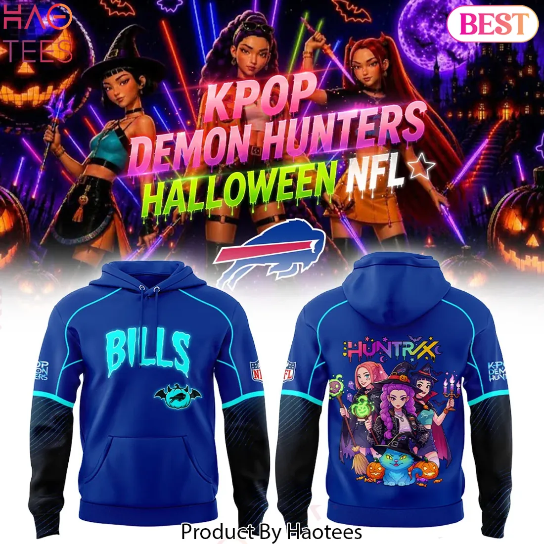 Buffalo Bills K-Pop Demon Hunters Spooky Graphic Hoodie Buffalo Bills K-Pop Demon Hunters Spooky Graphic Hoodie