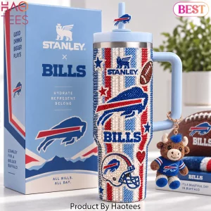 Buffalo Bills Stanley Style 40oz Bedazzled Rhinestone Travel Tumbler Buffalo Bills Stanley Style 40oz Bedazzled Rhinestone Travel Tumbler