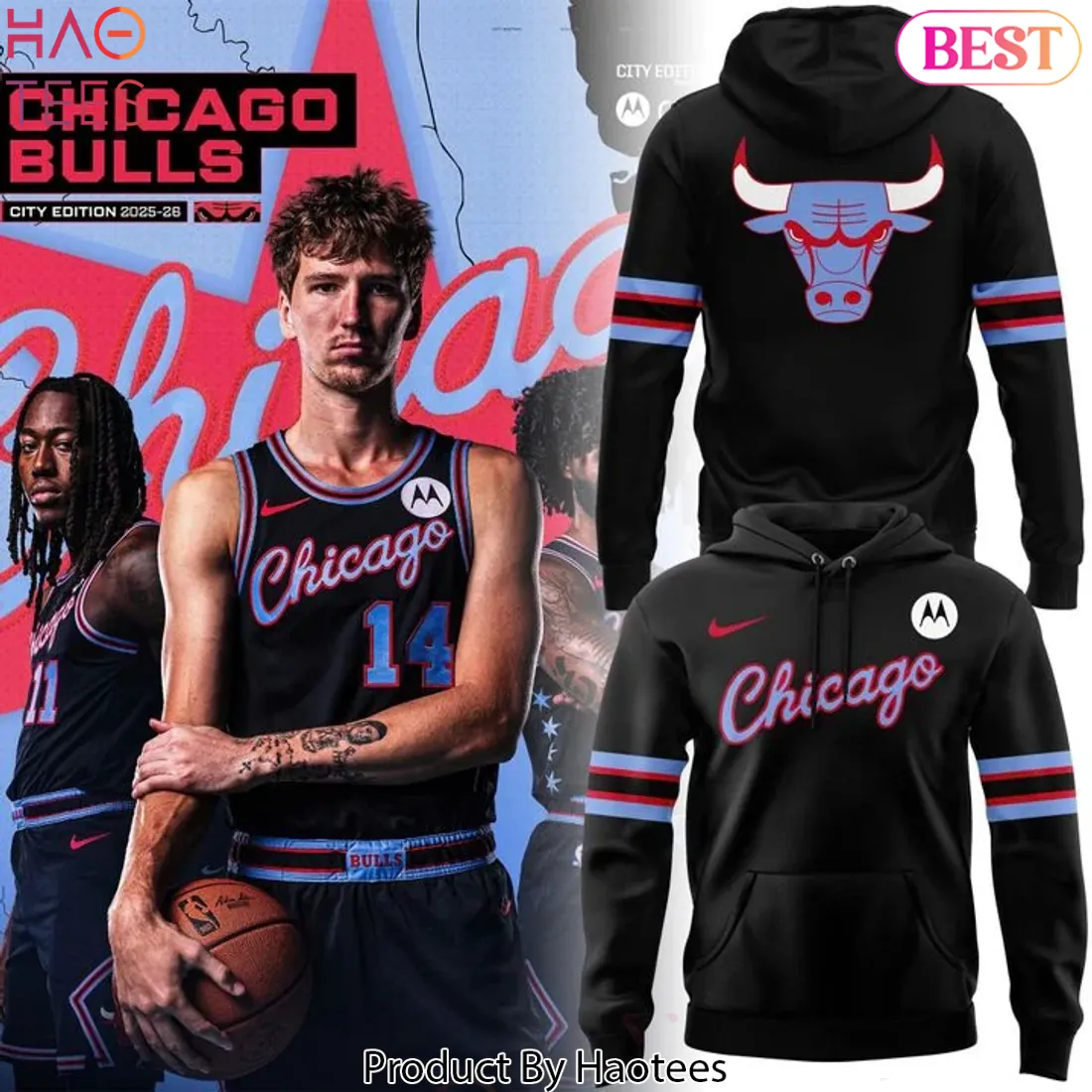 Chicago Bulls 2025-2026 City Edition Black Graphic Hoodie Chicago Bulls 2025-2026 City Edition Black Graphic Hoodie