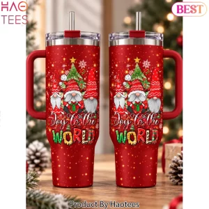 Christmas Gnome Joy To The World Red Holiday 40oz Stainless Steel Tumbler