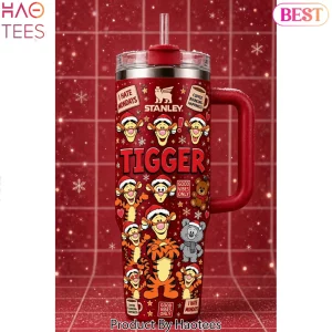 Christmas Tigger Santa Hat Good Vibes Only Red 40oz Tumbler with Handle