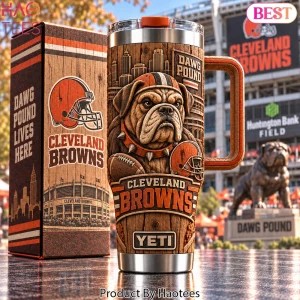 Cleveland Browns Dawg Pound 3D Woodgrain Relief 40oz Travel Mug Tumbler