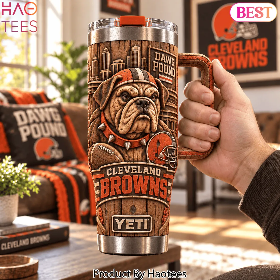 Cleveland Browns Dawg Pound 3D Woodgrain Relief 40oz Travel Mug Tumbler Cleveland Browns Dawg Pound 3D Woodgrain Relief 40oz Travel Mug Tumbler
