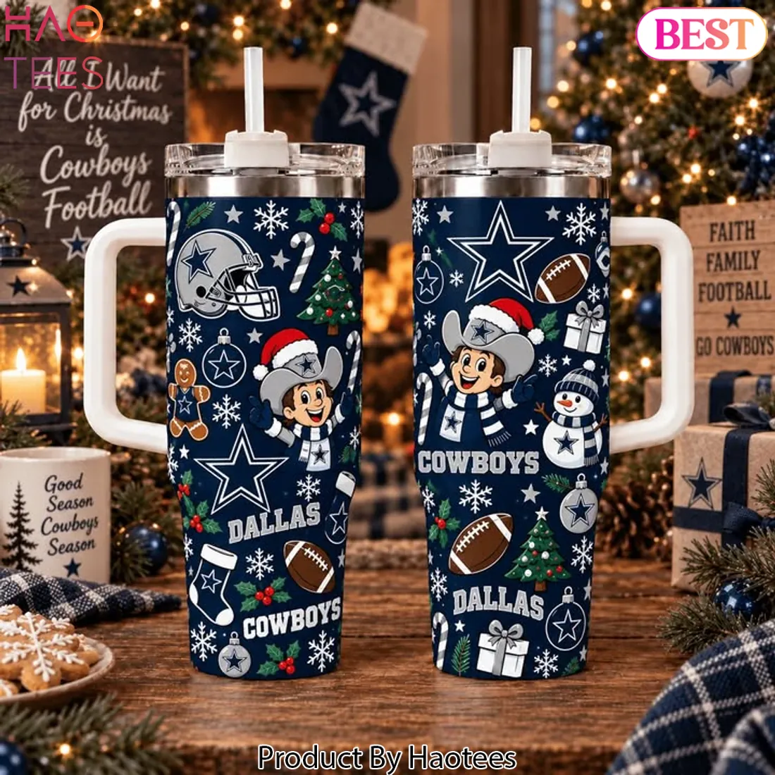 Dallas Cowboys Festive Christmas Holiday Travel Tumbler Dallas Cowboys Festive Christmas Holiday Travel Tumbler