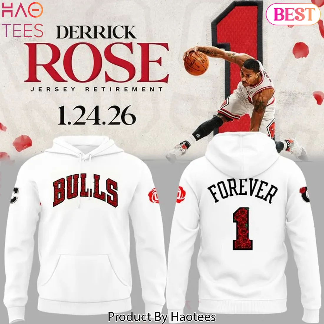 Derrick Rose Chicago Bulls Forever 1 Jersey Retirement Hoodie Derrick Rose Chicago Bulls Forever 1 Jersey Retirement Hoodie