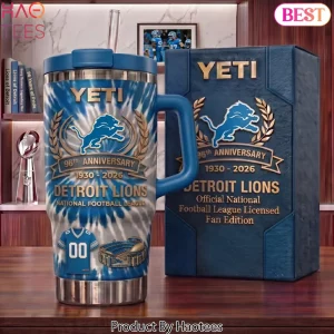 Detroit Lions 96th Anniversary 1930-2026 Blue Tie Dye Handle Tumbler