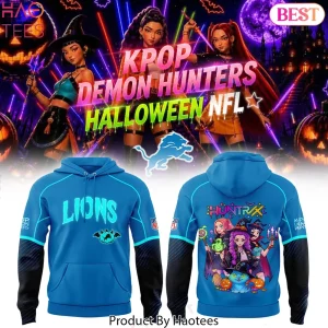 Detroit Lions K-Pop Demon Hunters Halloween Spooky Graphic Hoodie