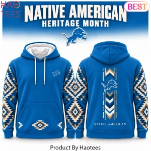 Detroit Lions Native American Heritage Month AOP Blue Hoodie