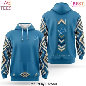 Detroit Lions Native American Heritage Month AOP Blue Hoodie