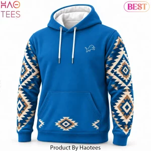 Detroit Lions Native American Heritage Month AOP Blue Hoodie