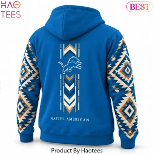 Detroit Lions Native American Heritage Month AOP Blue Hoodie