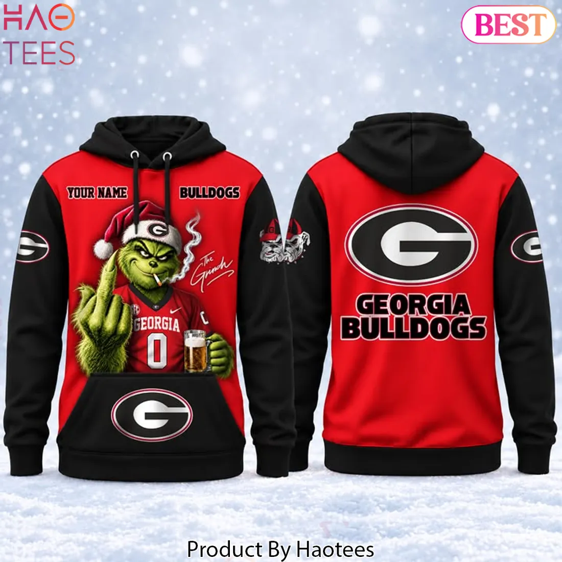 Funny Georgia Bulldogs The Grinch Custom Name Holiday Pullover Hoodie Funny Georgia Bulldogs The Grinch Custom Name Holiday Pullover Hoodie