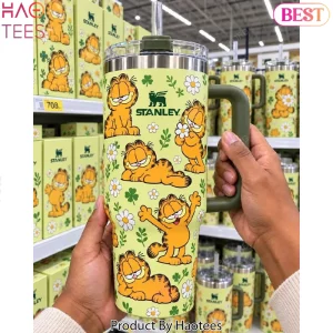 Garfield Green Daisy Floral Pattern Stainless Steel 40oz Tumbler