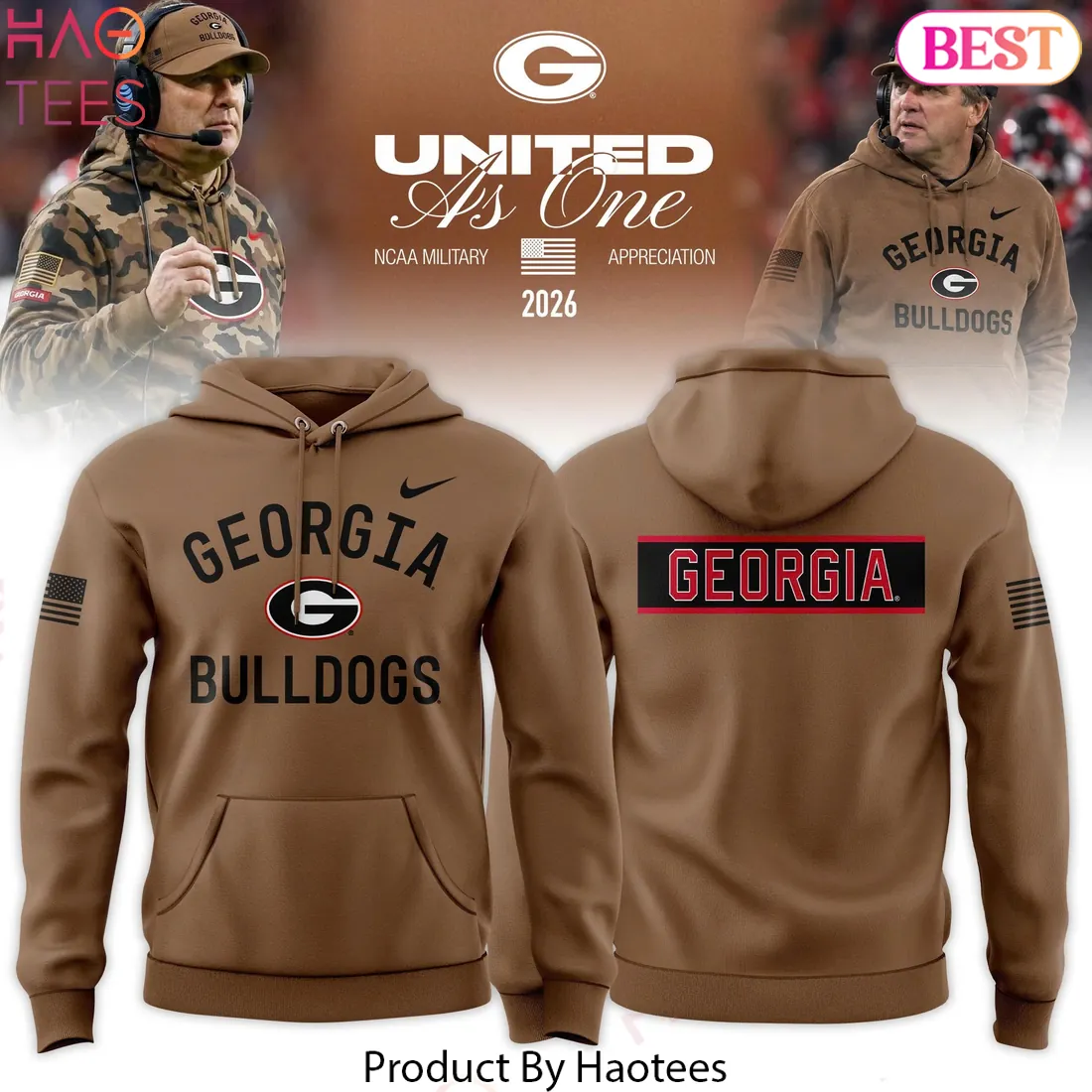 Georgia Bulldogs 2026 Military Appreciation United As One Hoodie Georgia Bulldogs 2026 Military Appreciation United As One Hoodie