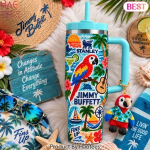 Jimmy Buffett Fins Up Custom Rhinestone Bling 40oz Tumbler